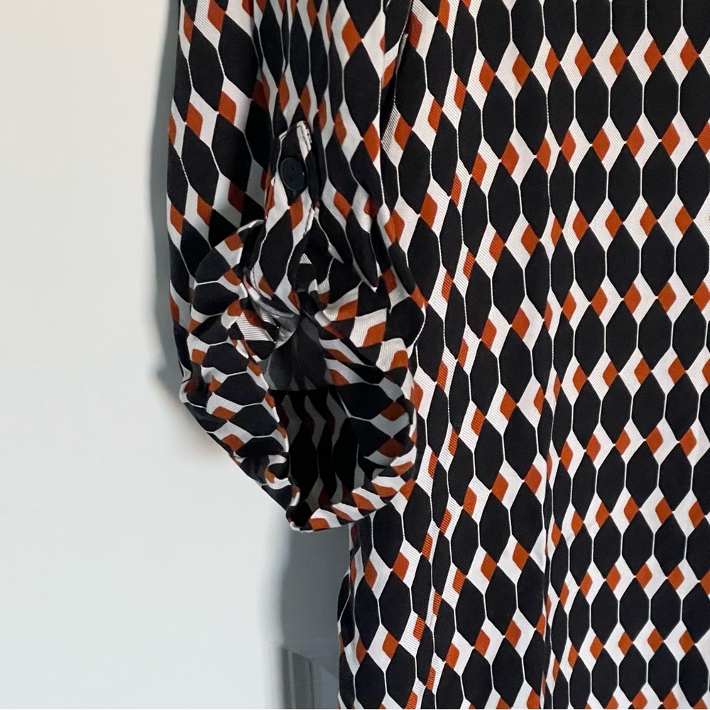 Hobbs London Women's Multicolor Geometric Long Sleeve Dress Size 8 54224 - Picture 4 of 14